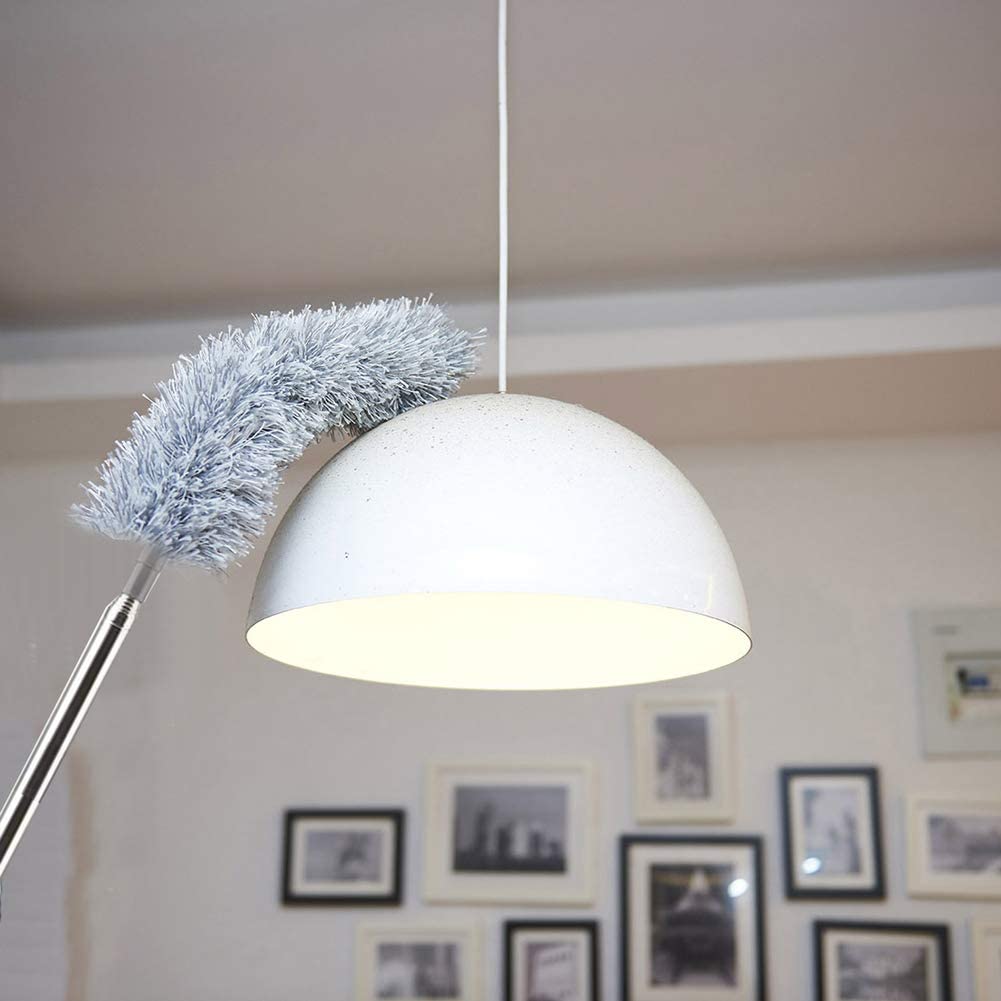 Hallstatt 2025 Upgraded Long Handle Microfiber Feather Ceiling Duster for Dust Cleaning with extendable Pole 100 Inch with Anti Scratch Bendable