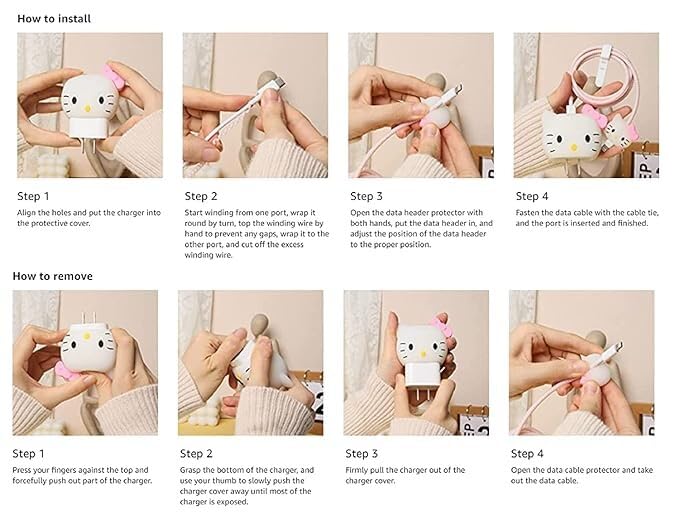 EDNITA Cable Protector with 3D Cute Pattern for iPhone Charger only 18W & 20W-Data Line Wire Saver Charging Cable