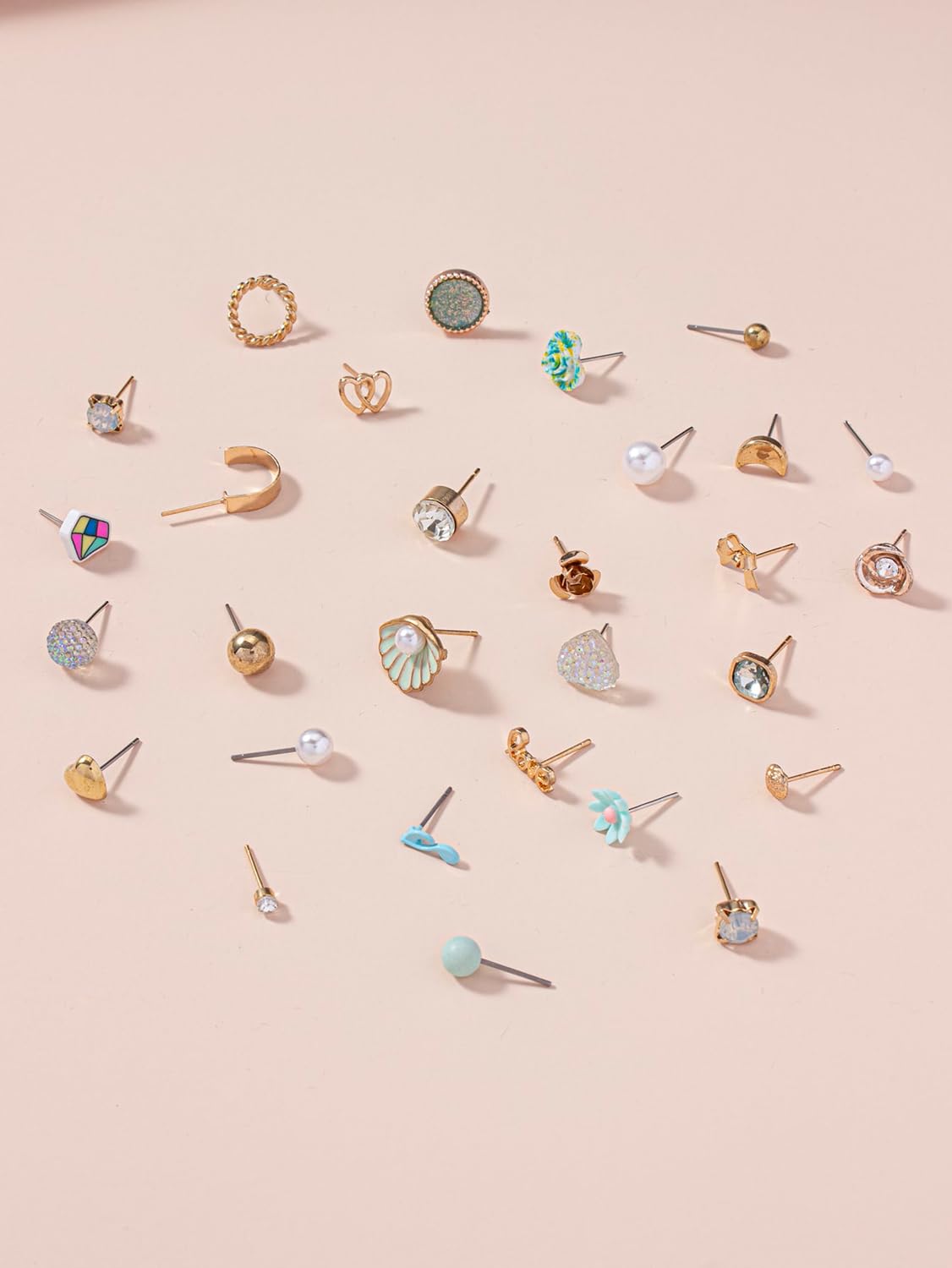 Shining Diva Fashion 30 Pairs Combo Set Latest Stylish Crystal Pearl Earrings for Women and Girls (15283er) Valentine Gift for Girlfriend