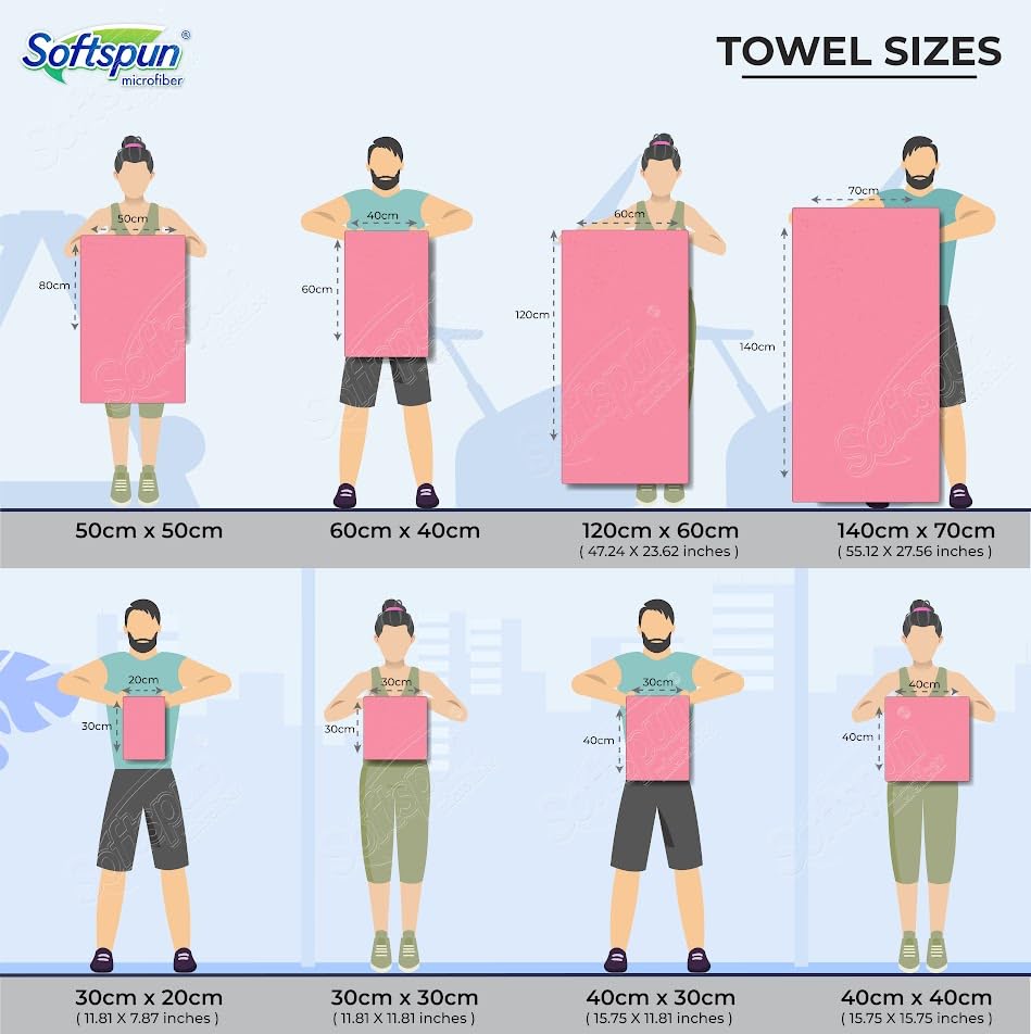 SOFTSPUN Microfiber Cloth - 4 pcs - 40x40 cms - 340 GSM Grey! Thick Lint & Streak-Free Multipurpose Cloths - Automotive Microfibre Towels for Car Bike