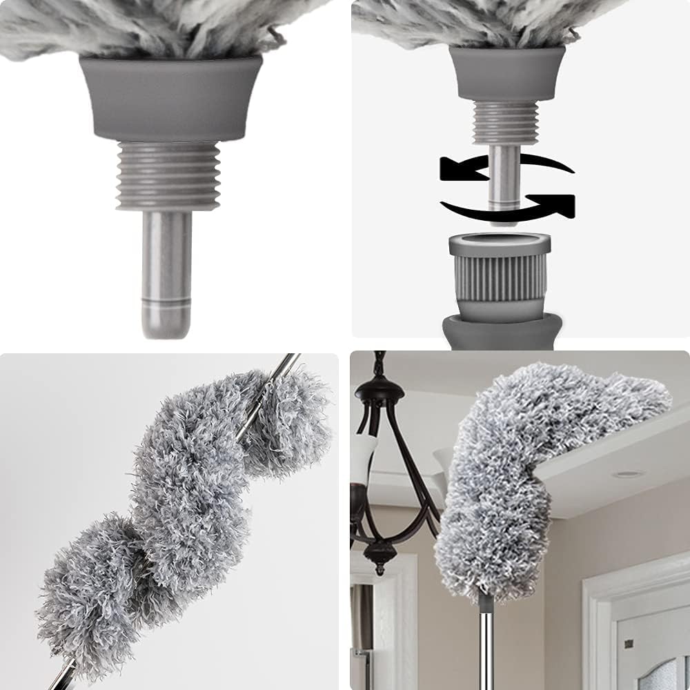 Hallstatt 2025 Upgraded Long Handle Microfiber Feather Ceiling Duster for Dust Cleaning with extendable Pole 100 Inch with Anti Scratch Bendable