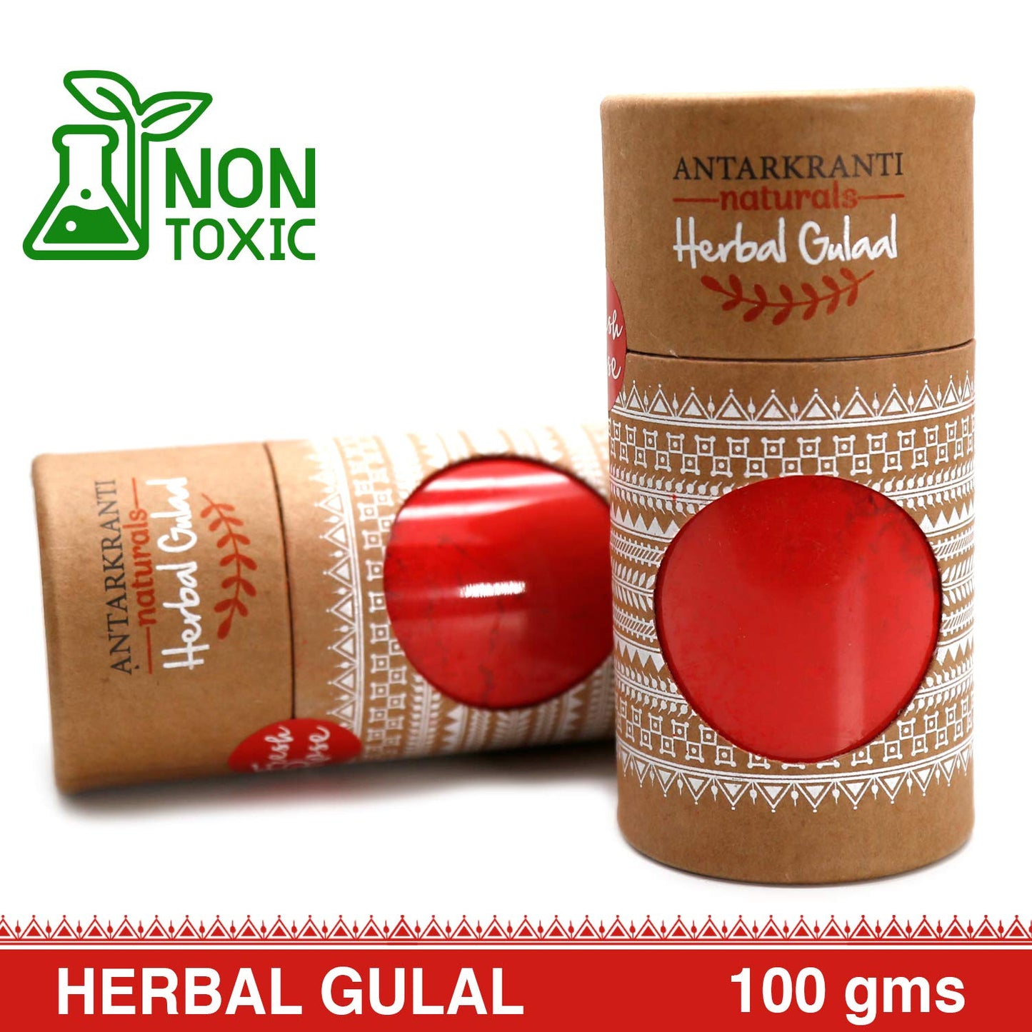 Antarkranti Natural Holi Gulal Colour - Orange | Yellow | Red | Green and Blue Tesu Flower | Rose Petals | Marigold | Sandalwood | Maize Starch