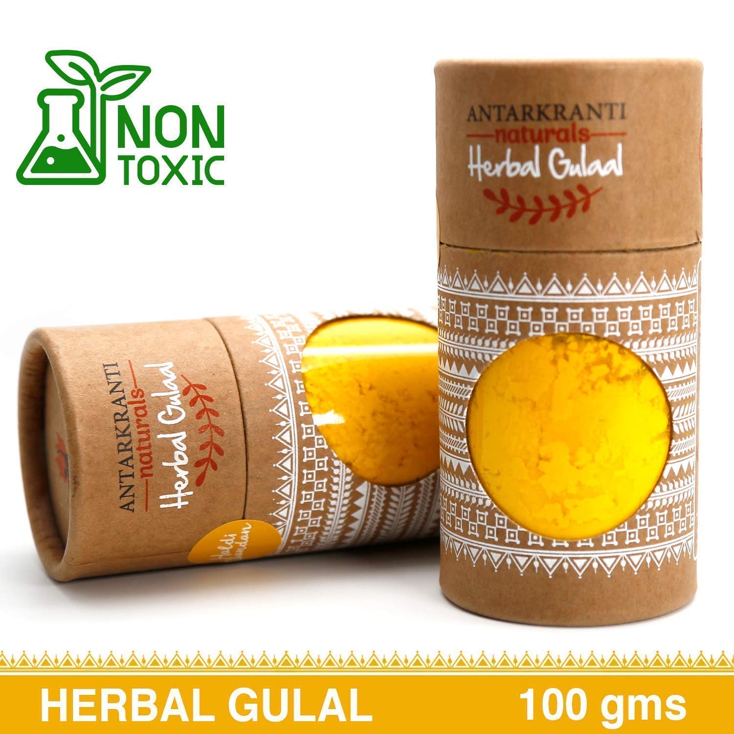Antarkranti Natural Holi Gulal Colour - Orange | Yellow | Red | Green and Blue Tesu Flower | Rose Petals | Marigold | Sandalwood | Maize Starch