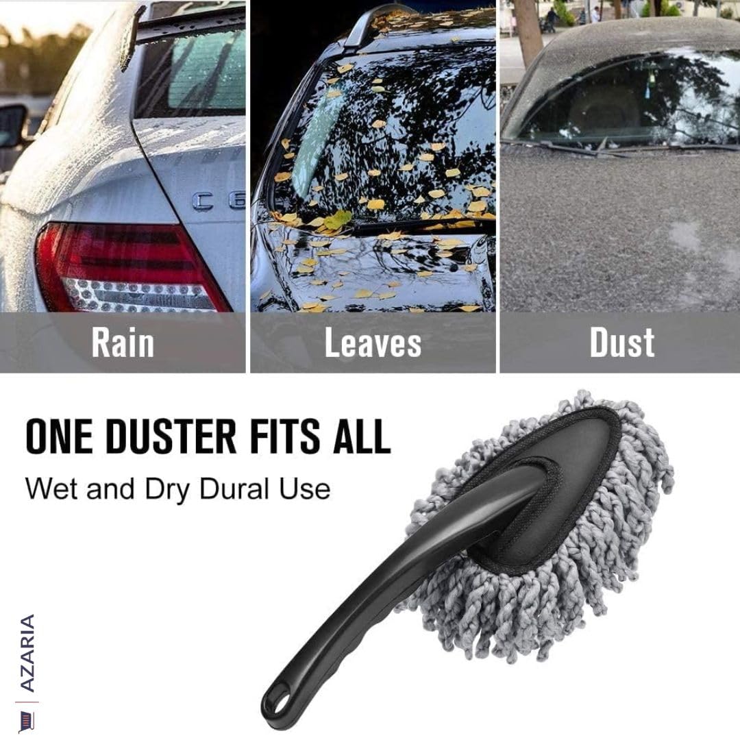 Azaria 5 PCS Microfiber Car Duster Kit - Interior & Exterior Car Cleaning Detailing Tool Scratch & Lint Free, Pollen Removing Extendable Long