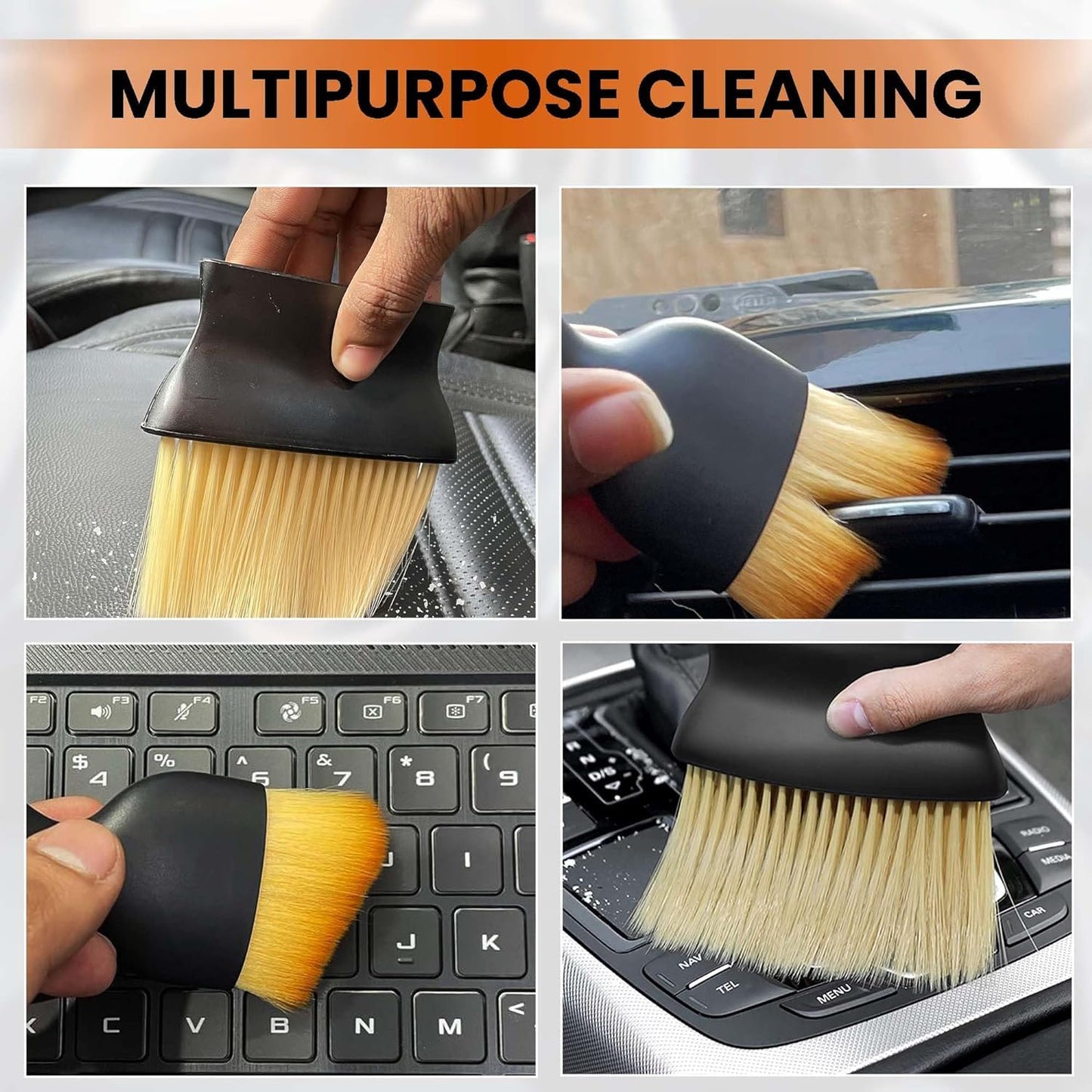 Azaria 5 PCS Microfiber Car Duster Kit - Interior & Exterior Car Cleaning Detailing Tool Scratch & Lint Free, Pollen Removing Extendable Long