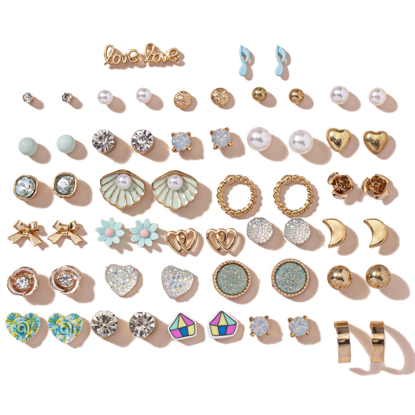Shining Diva Fashion 30 Pairs Combo Set Latest Stylish Crystal Pearl Earrings for Women and Girls (15283er) Valentine Gift for Girlfriend