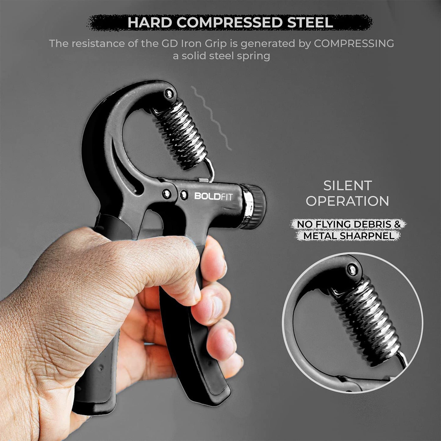 Boldfit Adjustable Hand Grip Strengthener, Plastic Hand Gripper for Men & Women for Gym Workout Hand Exercise Equipment to Use in Home for Forearm