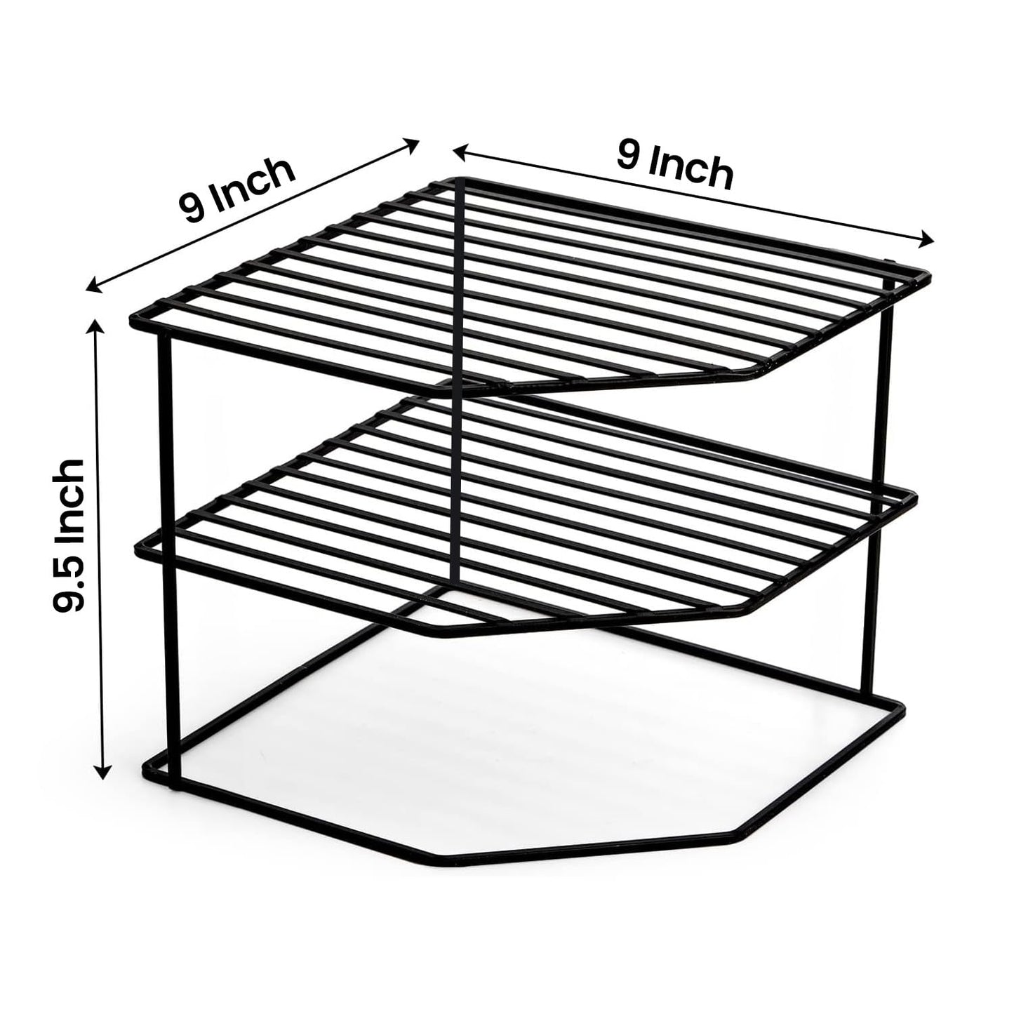 WonderStand KONA | 3-Tier GI Steel Corner Storage Rack: A Versatile Solution to Organize Kitchen Plate and Dishes (Black)