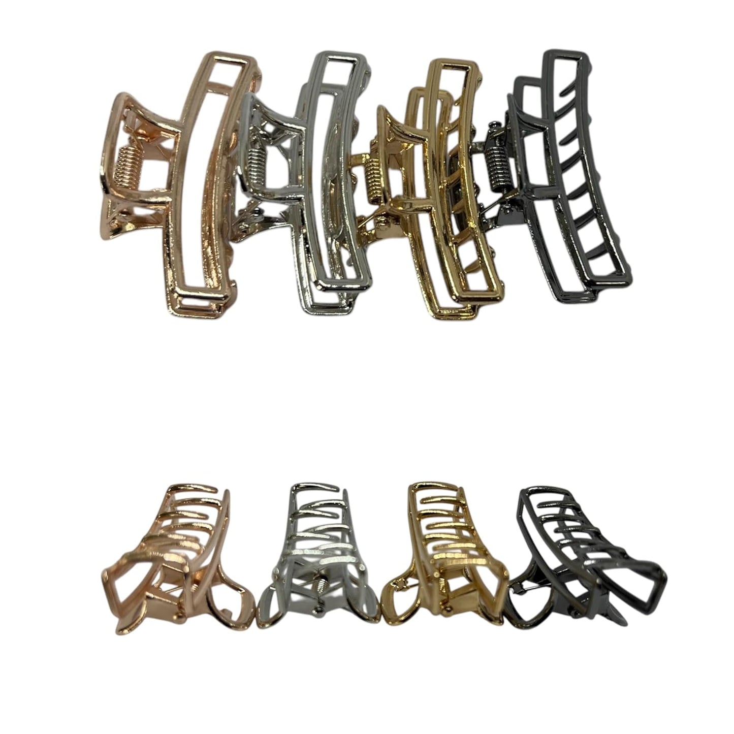 Metallic Hair Claw Clips, 4 Colors Set, Rose Gold, Silver, Gold, Black - cosy accessories