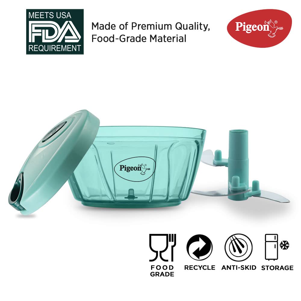 Pigeon Polypropylene Mini Handy and Compact Chopper with 3 Blades for Effortlessly Chopping Vegetables an