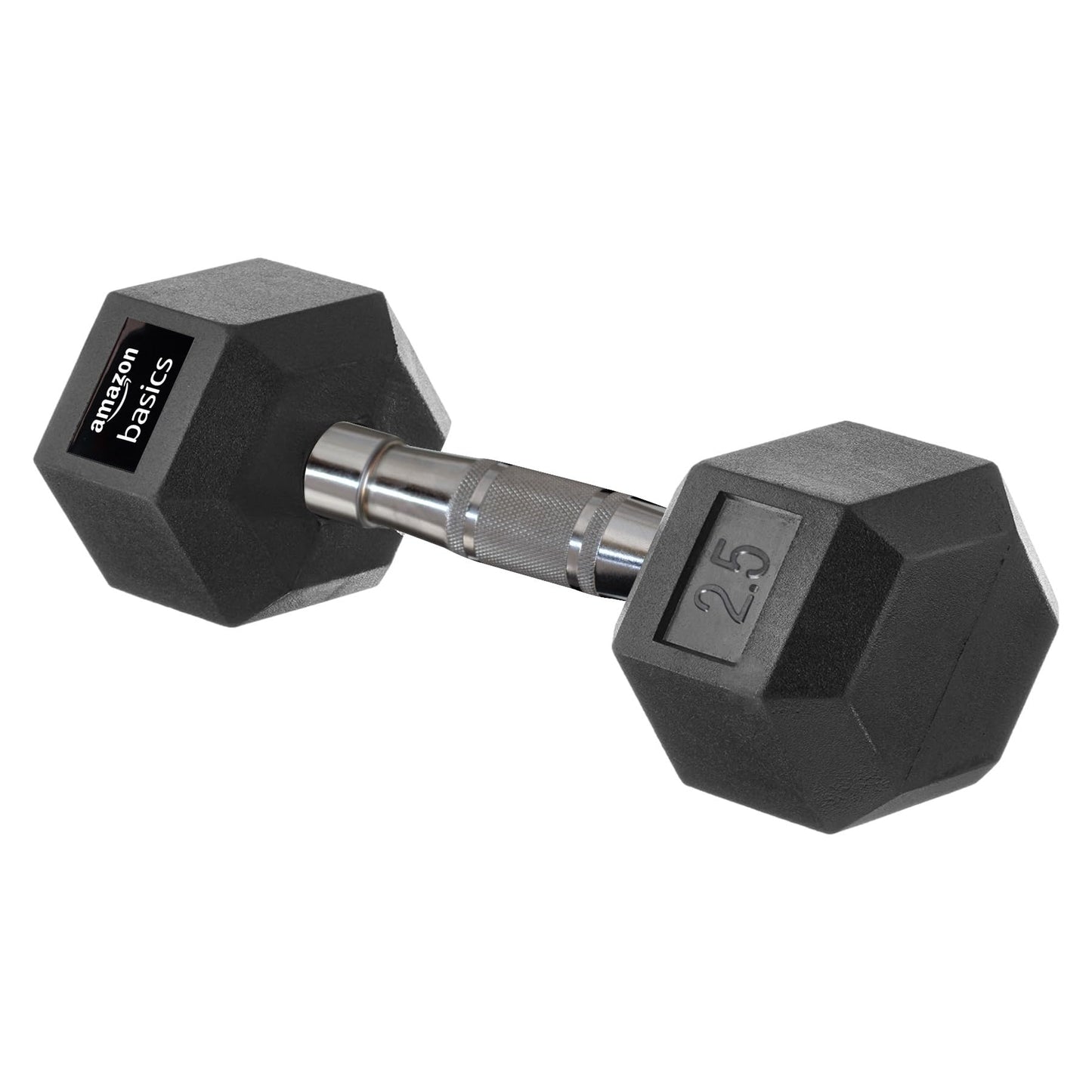 amazon basics Rubber Encased Hex Dumbbell Weight Set Of 2, 2.5 Kg,Black