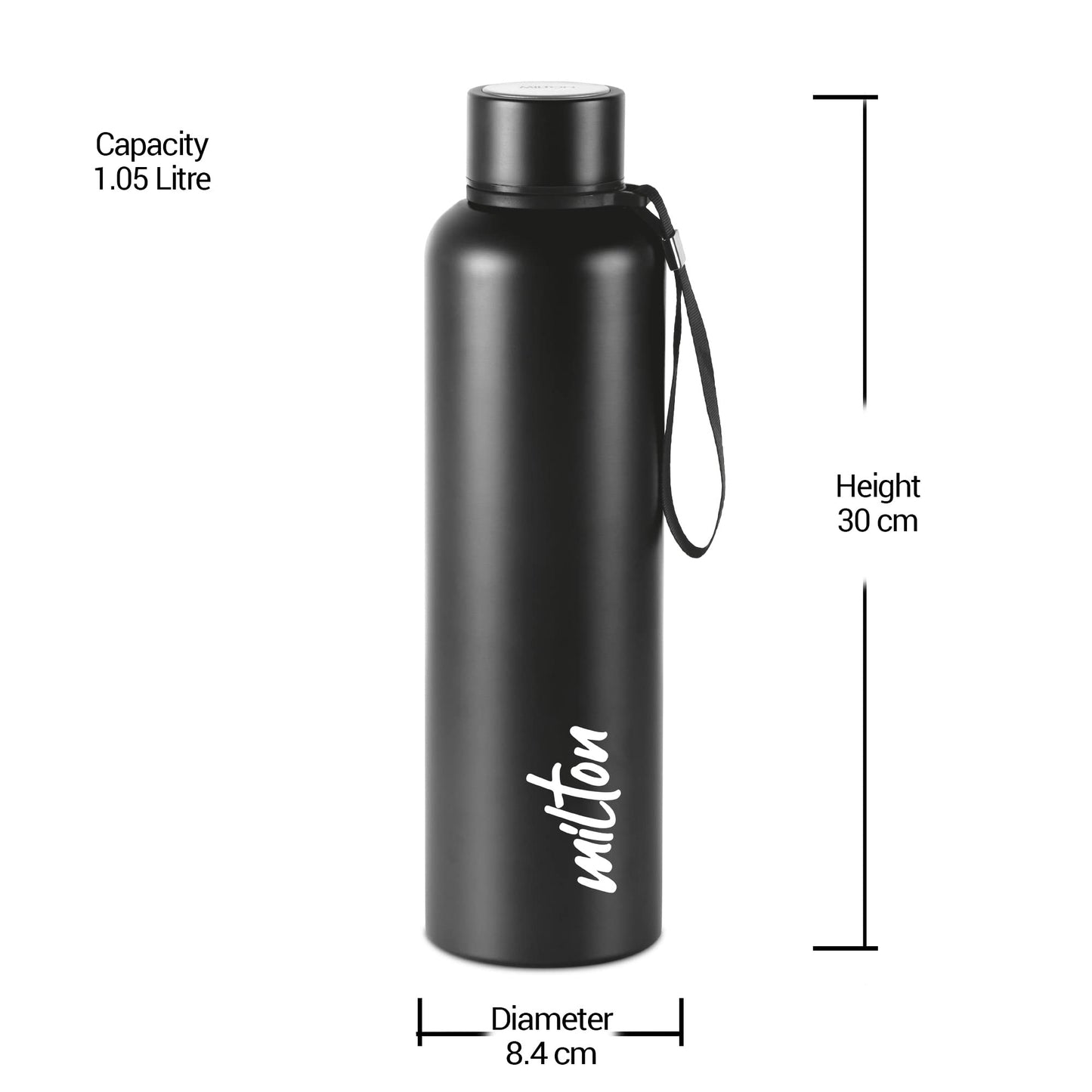 Milton Aura 1000 Thermosteel Bottle, 1050 ml Water Bottles, 24 Hours Hot and Cold, Easy to Carr