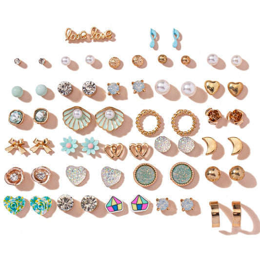 Shining Diva Fashion 30 Pairs Combo Set Latest Stylish Crystal Pearl Earrings for Women and Girls (15283er) Valentine Gift for Girlfriend