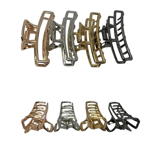 Metallic Hair Claw Clips, 4 Colors Set, Rose Gold, Silver, Gold, Black - cosy accessories